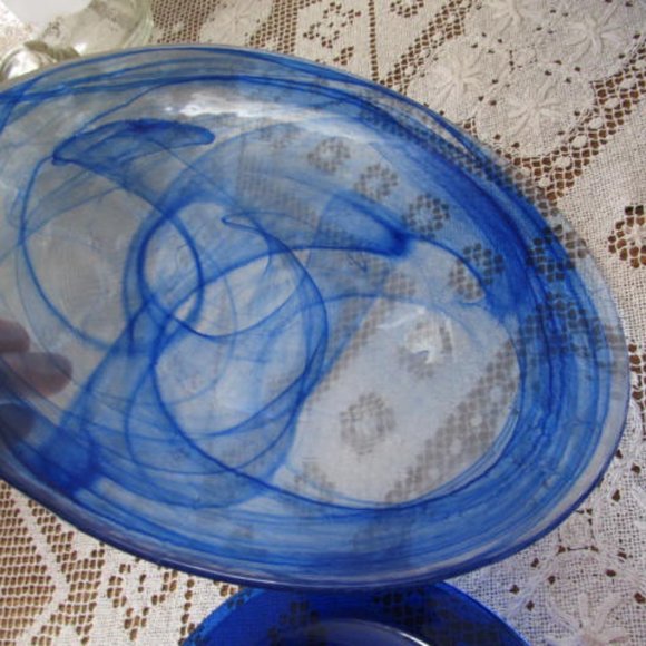 Cobalt Blue Glass Plate Charger plates Serving Platter Blue Home Decor Blue - Picture 2 of 3